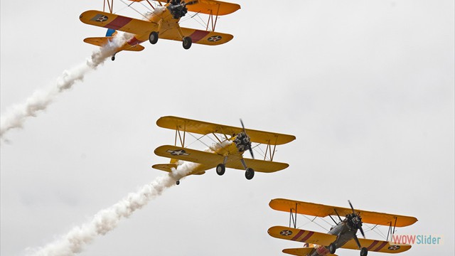 Stearman N54173 and Andreas Hotea flying in Formation-3