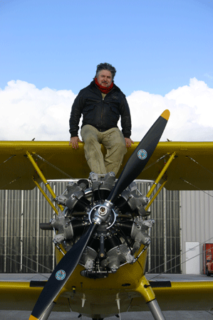 Andreas on top of the Stearman