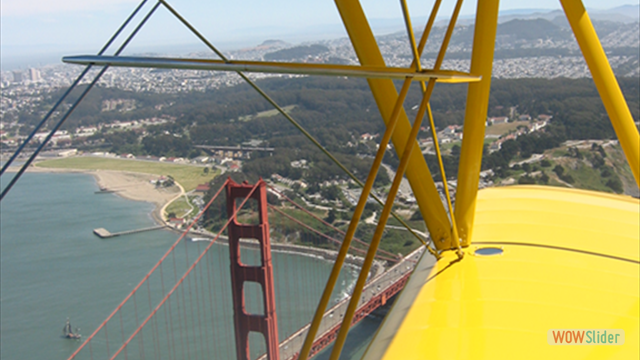 Stearman N54173 and Andreas Hotea flying over Golden Gate Bridge-AH