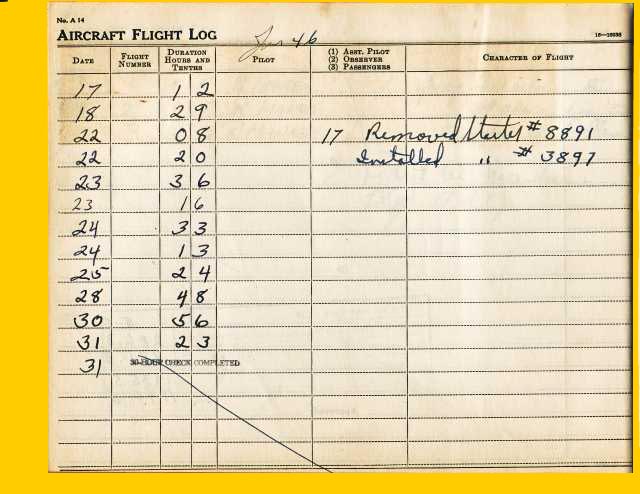 1946 Airplane Aviation Log Book 